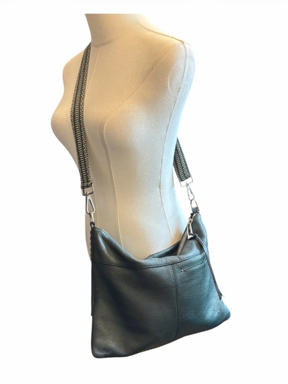 Sanctuary Green Pebbled Leather Foldover Shoulder Bag
